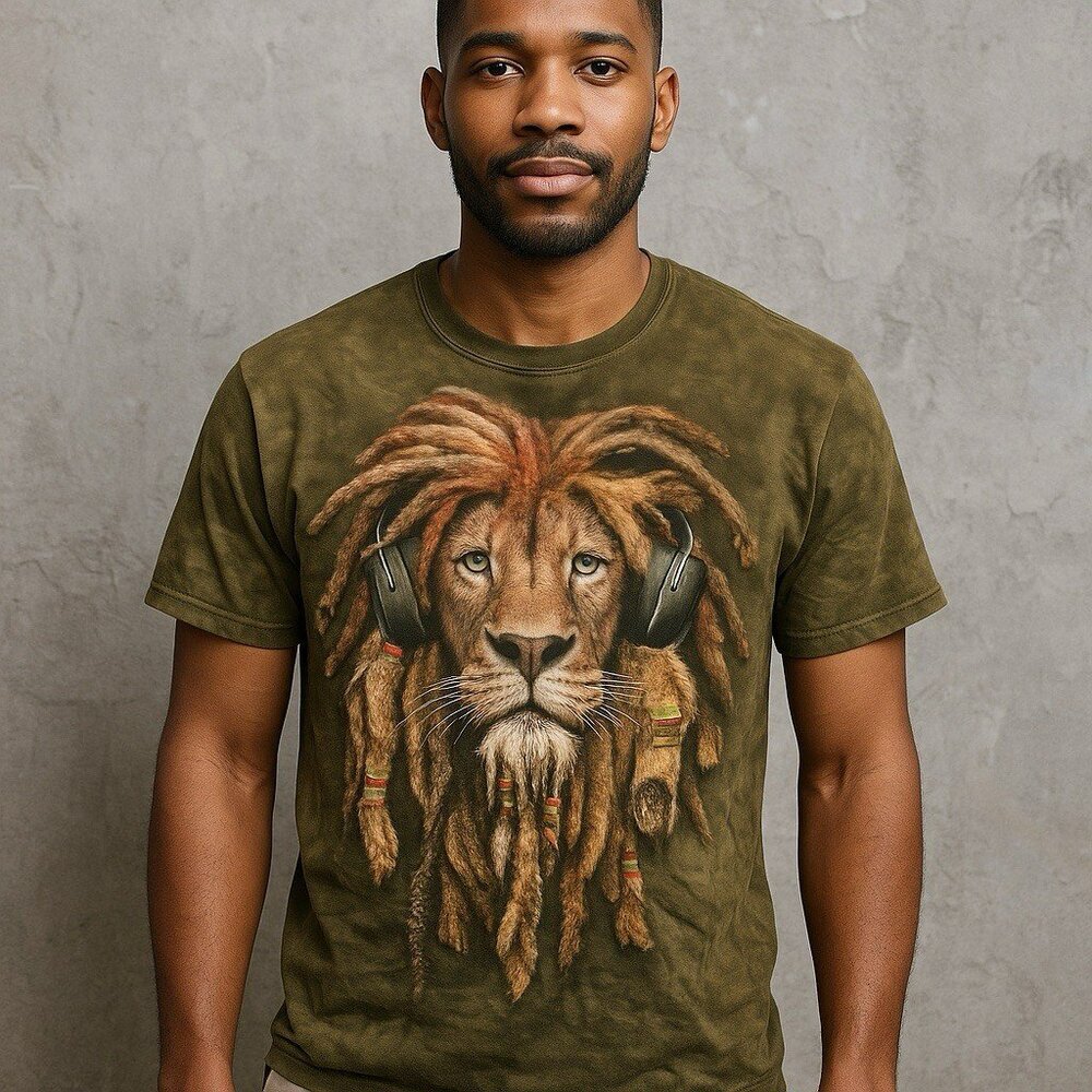 The Mountain Shirt Green Lion Dreadlocks Medium EUC￼